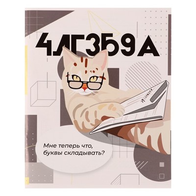 Тетрадь предметная "Животные мемы" 36 листов в клетку "Алгебра",со справочным материалом, обложка мелованная бумага, блок №2 (серые листы)