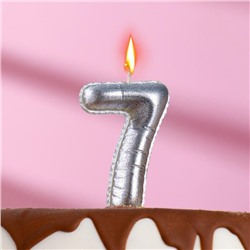 Свеча в торт "Шары", цифра 7, серебро, 5,5 см