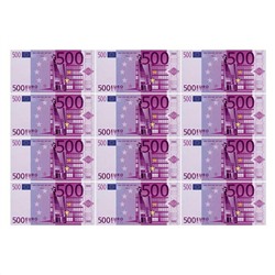 Съедобная картинка на торт 500 Евро 12 шт