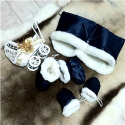 Комплект ПРЕМИУМ - пинетки+рукавички+муфта Чернильный