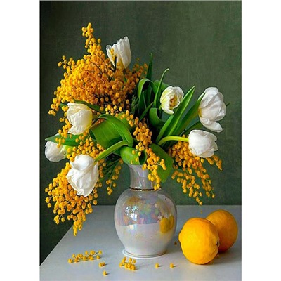 Натюрморт с лимонами и тюльпанами