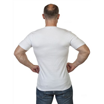 Мужская белая футболка с крутым принтом "Спецназ", - достойный подарок, отменное качество, лучшая цена!№22