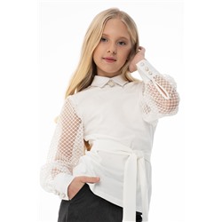 Молочная школьная блуза, модель 06161