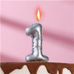 Свеча в торт "Шары", цифра 1, серебро, 5,5 см