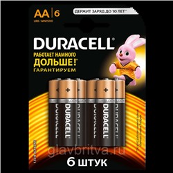 Набор алкалиновых батареек "Duracell", тип AA, 6 шт