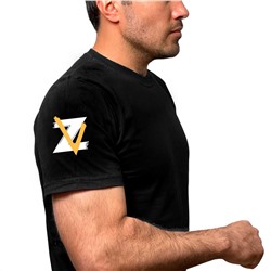 Чёрная футболка с символами ZV на рукаве, (тр. №54)