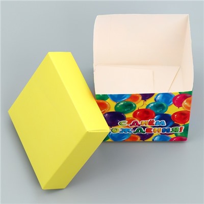 Коробка складная «С днем рождения», 10 × 10 × 10 см