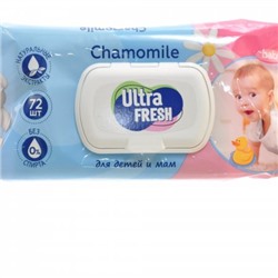 Ultra Fresh Baby Влажные салфетки (72шт) д/детей и мам c Ромашкой с клапаном/ 14410133