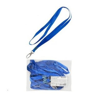 КС-Набор шнурков для бейджа 45 см карабин текстиль синий (упак.10шт) (1534103) SILWERHOF {Китай}