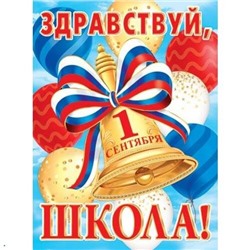 002615 Плакат "Здравствуй, школа" (500*690, триколор), (МирОткр)
