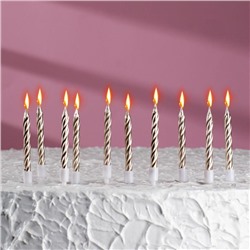 Свечи в торт "Спираль", 10 шт, средние, 5 см, металлик