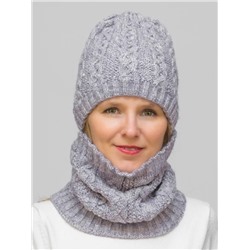 Комплект зимний женский шапка+снуд Лиана (Цвет светло-сиреневый), размер 54-56