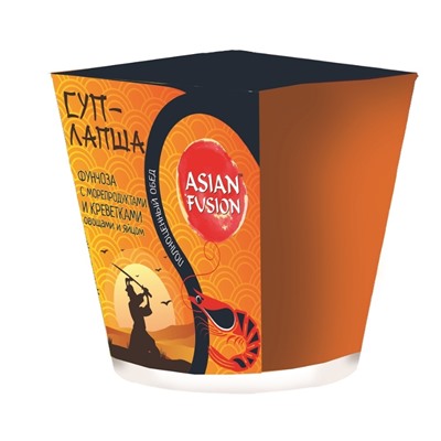 ASIAN FUSION Фунчоза с морепродуктами, креветками, овощами и яйцом картон 73г