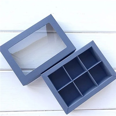 Коробка для конфет «шубер» с окном,(6) лавандовая, 140х100х35