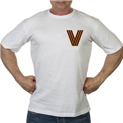 Белая футболка с символом V (тр. №68)