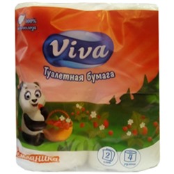 Туалетная бумага Viva (Вива) Земляника, 2-слойная 4 рулона