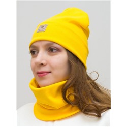 Комплект женский шапка+снуд Мишель (Цвет желтый), размер 56-58,  хлопок 95%