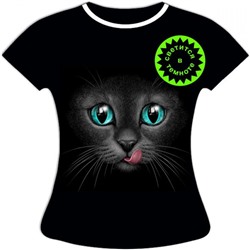 Женская футболка больших размеров Кошка с языком 1047
