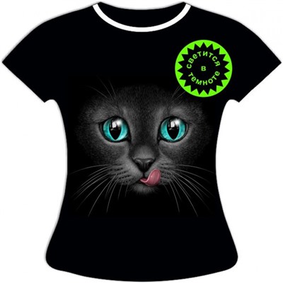 Женская футболка больших размеров Кошка с языком 1047