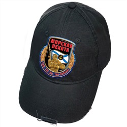 Чёрная кепка с термоаппликацией "Морская пехота" – яркое оформление и девиз