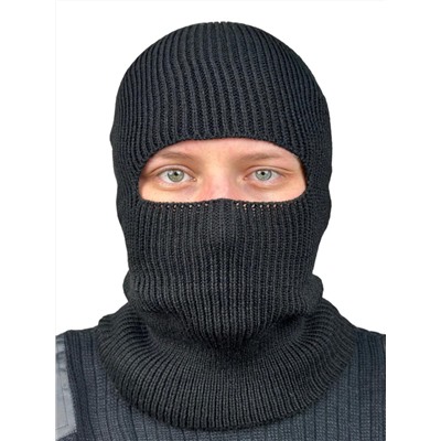 Вязаная балаклава тактического назначения (черная), - Надежно защитит вашу голову и лицо от ветра и холода. №110