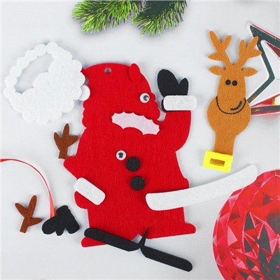 Набор для творчества - создай ёлочное украшение из фетра «Дед мороз с оленем»