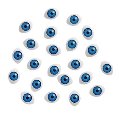 Глаза, набор 8 шт., размер 1 шт: 1,5 × 1 см, размер радужки 9 мм, цвет голубой