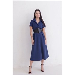 11690 Платье-рубашка удлинённое тёмно-синее