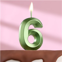 Свеча в торт на шпажке «‎Грань», цифра "6",изумруд, 5 см