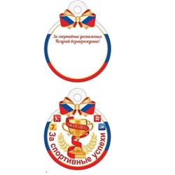 7011058 Медаль "За спортивные успехи"  (мини, подвеска, текст, флаг, вырубка), (МирОткр)