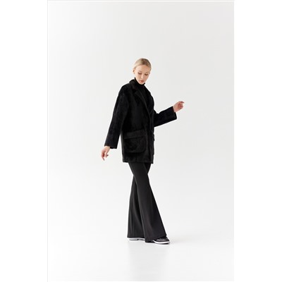 Пальто женское демисезонное 22520 (черный/тедди)