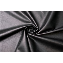 Текстильный материал Эко кожа на флисе PU Чёрный глянец
