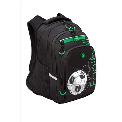 Рюкзак МАЛ GRIZZLY 350-1/2-RB черный-зеленый