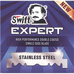 Лезвия д/бритья профессиональные односторонние Swift EXPERT USA Stainless Steel(для шаветок), 100 шт.в картоне