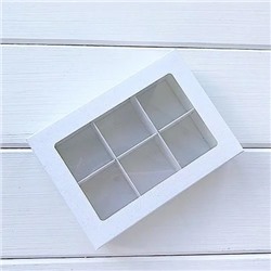 Коробка для конфет «шубер» с окном,(6) белая, 140х100х35