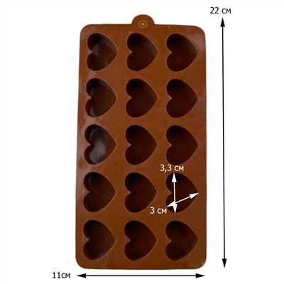 Форма для шоколада и льда Сердечко на десерт 15 ячеек