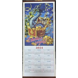Календарь бамбуковый в подарочной коробке ZT - 01 ДРАКОН рис 20 р-р 33х75