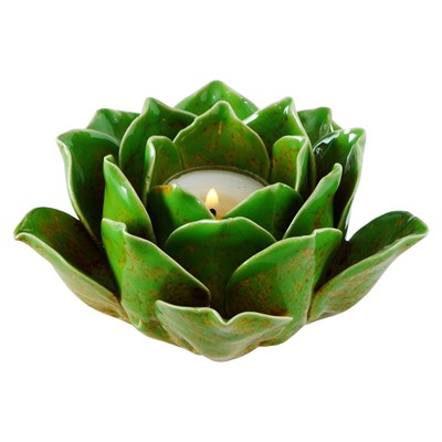 Подсвечник для чайной свечи ВЭЛОРИ, керамический, светло-зелёный, 14 см, Boltze