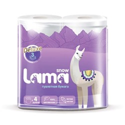 Туалетная бумага 3-слойная Snow Lama (Сноу Лама) белая, 4 рулона