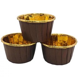 Форма для капкейков (маффинов, кексов) коричневая-золотая, 50х40, 10 штук (Pasticciere)