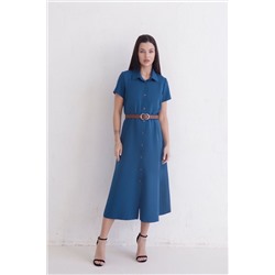 11666 Платье-рубашка удлинённое синее