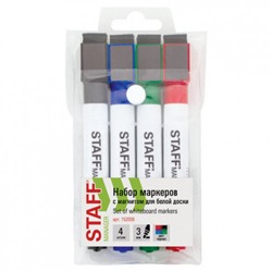 Маркеры для белой доски на магните со стирателем Staff (Стафф) Manager, набор 4 цвета, линия 3 мм