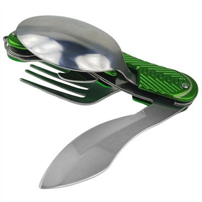 Походный нож мультитул вилка, ложка, нож 4 в 1 (зеленый), - глубокая ложка, разборная конструкция позволяет пользоваться вилкой и ложкой отдельно №13*