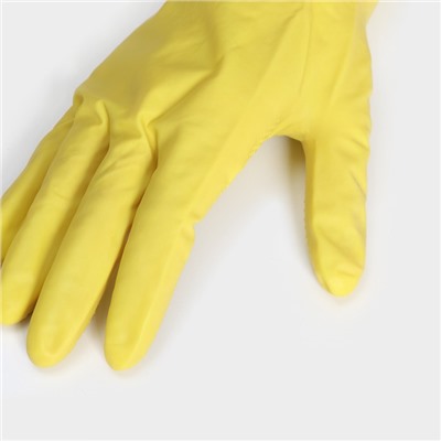 Перчатки хозяйственные латексные Доляна, размер S, 28 г, ХБ напыление, цвет жёлтый