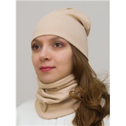Комплект женский шапка+снуд (Цвет бежевый), размер 54-56; 56-58,  хлопок 95%