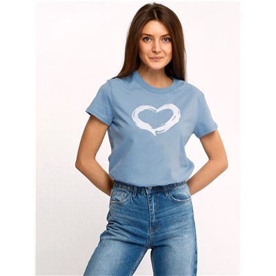 футболка 1ЖДФК2657001; серо-голубой250 / Сердце кистью