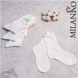 Детские хлопковые носки в сетку БЕЛЫЕ MilanKo IN-162 упаковка